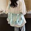 Large Capacity Canvas Bag Women's Transparent Handbag Student's Book Crossbody Tote Bag