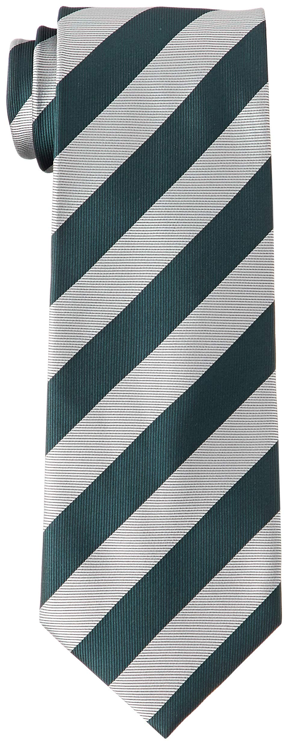 [Dress Code 101] Washable Necktie for Business and Casual Wear, Stripe, Dot, Blue, Navy, Black, Red, etc., for Weddings, TIE-640 Green x Gray Stripe