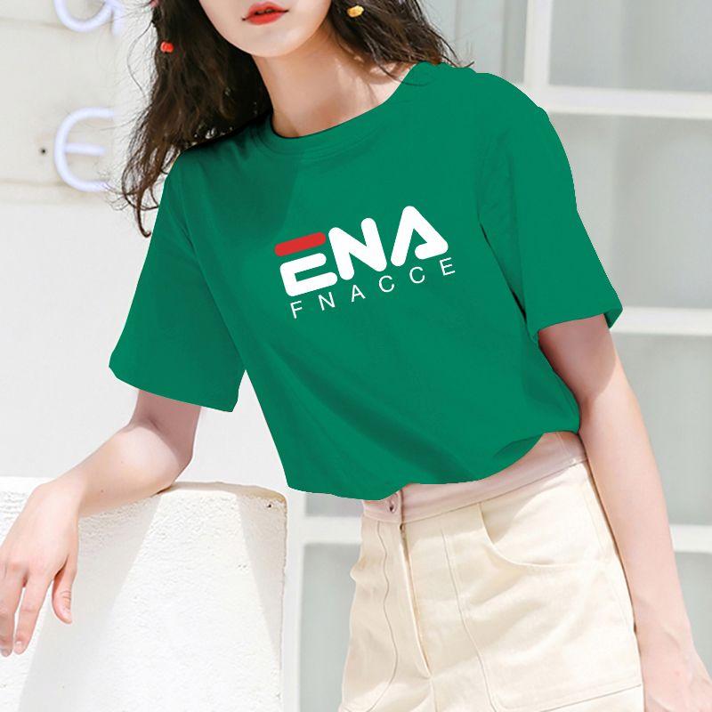 

European American High-End T-Shirt Women s Short-Sleeved round Neck 2025 New Arrival Summer Modal Cotton T-shirt Trendy Ins Bottoming Shirt Large ENA style-Green 3XL [70.00 kg-75.00 kg]]