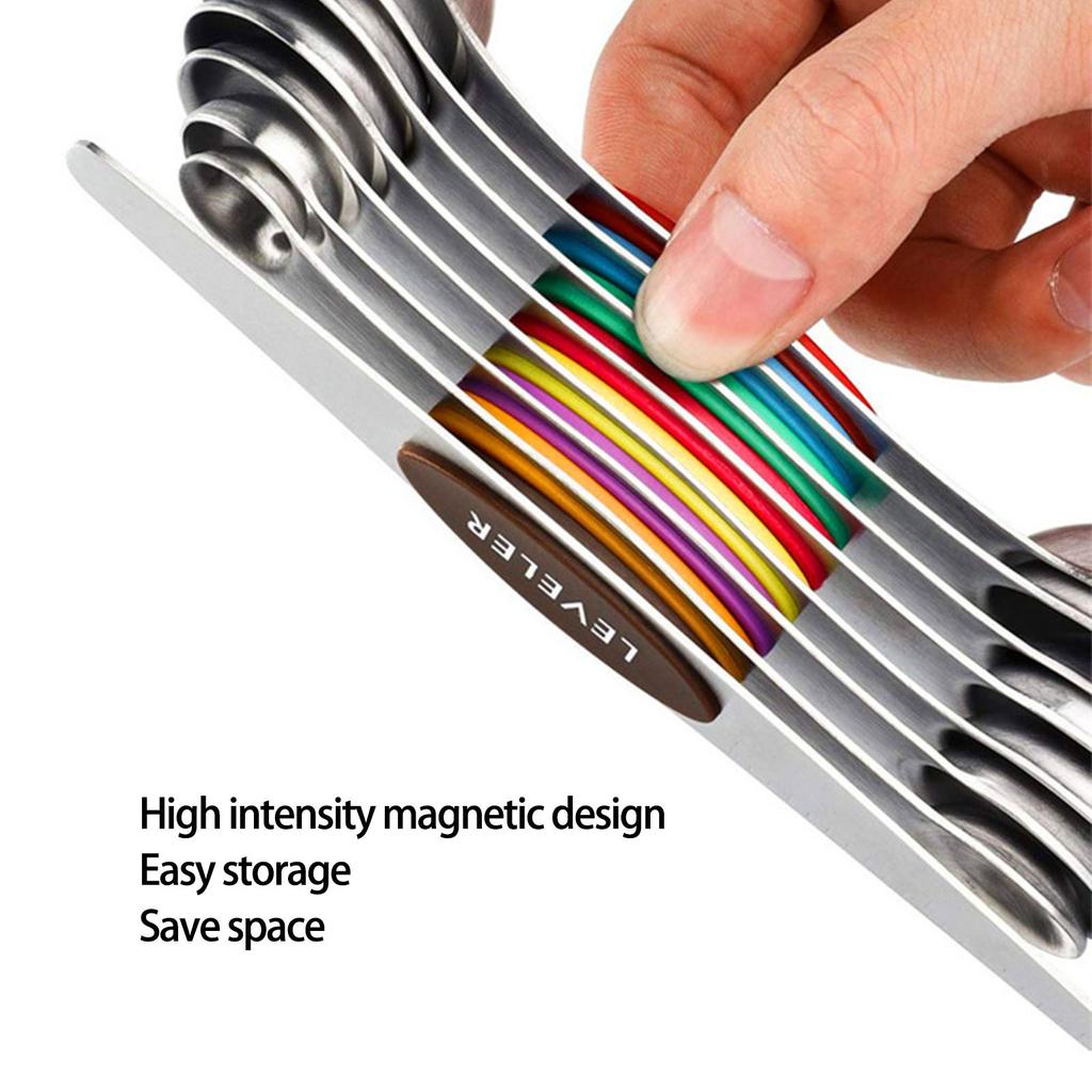 Magnetic Measuring Spoons Set, Sided, Stainless Steel, Fits In Jars