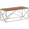 VidaXL Table basse argenté acier inoxydable et bois massif d'acacia 349943