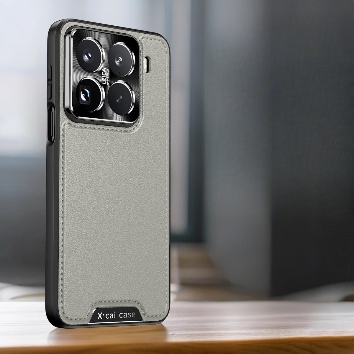 

Деловой чехол-броня из сшитой кожи, Подходит для чехла для телефона Xiaomi 15PRO, Металлическая рамка, Противоударный Note14 Redmi K80 Redmi note 14 серый