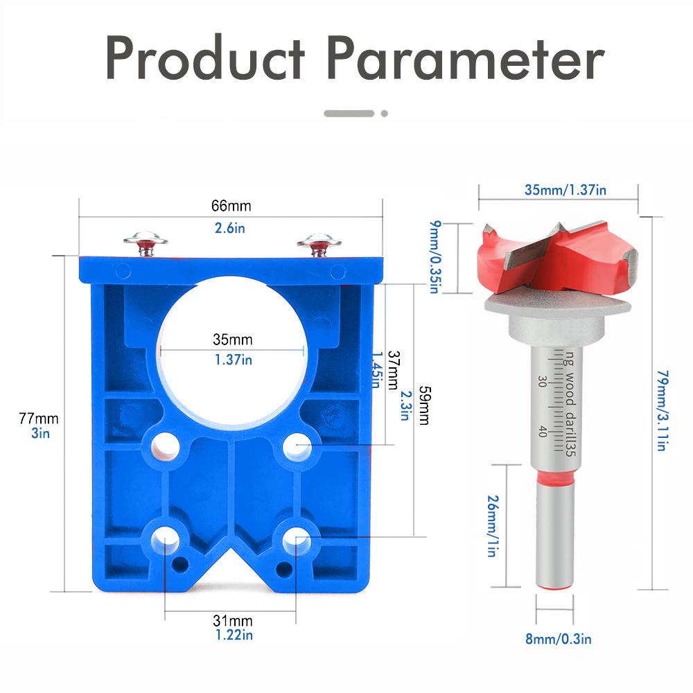 35mm Hinge Drilling Jig, Door Panel Hinge Positioning Template, Woodworking Hinge Drilling and Installation Aid