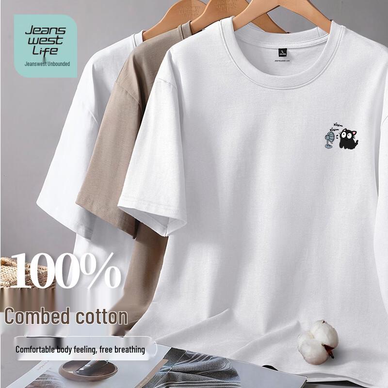 

Мужская летняя хлопковая футболка с принтом JEANSWEST 4XL