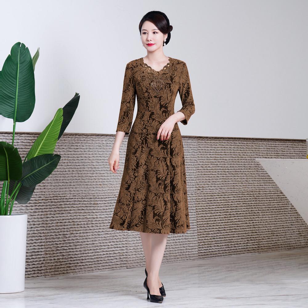 

Hong Yun Xiu Autumn Dresses for Middle-aged and Elderly Women - Plus Size Wedding Toast & Daily Wear L