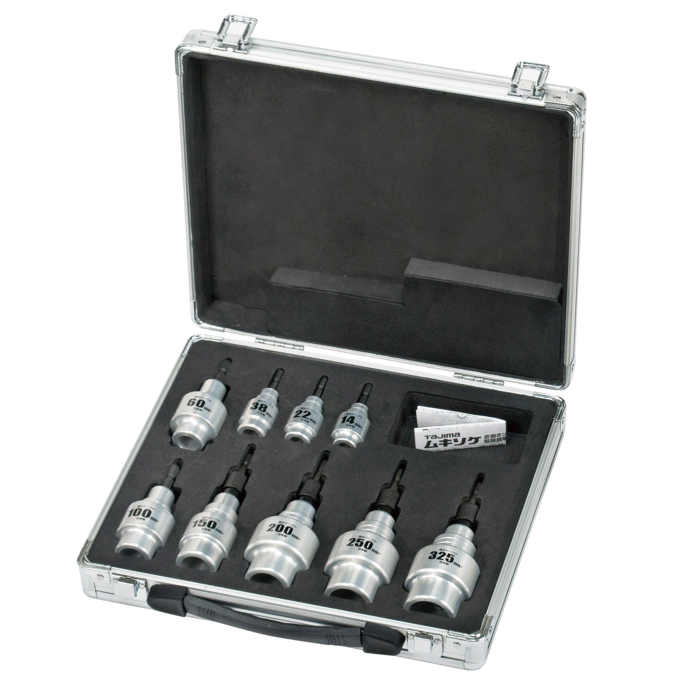 

Tajima Vinyl Insulated Electric Wire Stripping Socket Type CV Wire Stripper Mukisoke Fixed Type 9 Types Set 600V CV Wire Single for DK-MS9SET (CV срібний