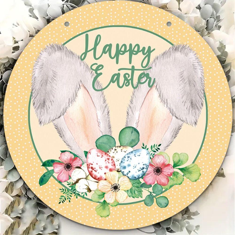 

Wooden Welcome Door Hanging Sign Cartoon Happy Easter Wall Decor Party Favors жовтий
