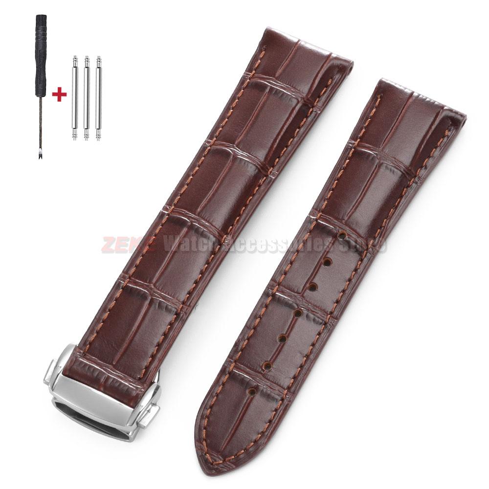 For Omega Seamster Watch Premium Leather Watch Strap 19mm 20mm 21mm 22mm Solid Steel Deployant Clasp Bamboo Cowhide Watch Bands