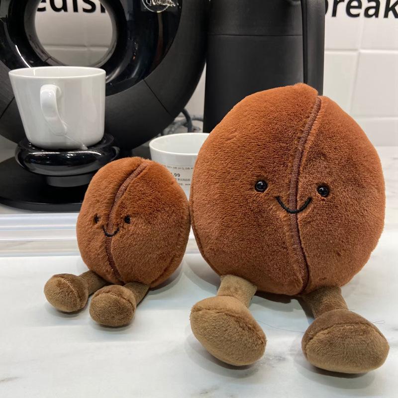 Creative Simulation Coffee Bean Doll Plush Toy Brown Coffee Bean Doll Children Accompany Comfort Puppet Doll
