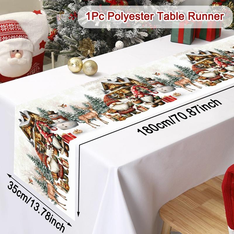 Vintage Christmas Table Runner Farmhouse Table Flag Merry Christmas Decoration for Home 2025 Winter Holidays Dinning Table Decor