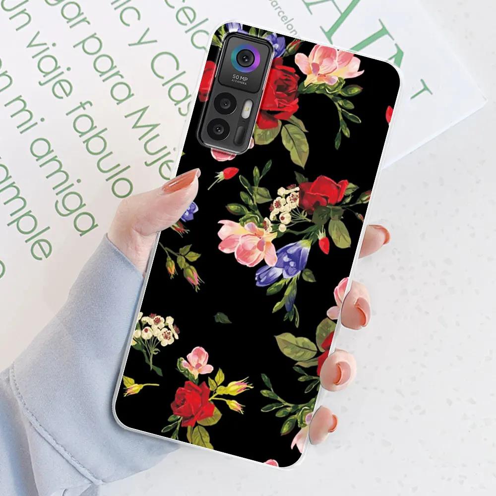 Für TCL 30 Plus Hülle Für TCL 30 5G Blumenmuster Transparentes Silikon Weiche Handyhülle Cover Hülle Stoßfänger Für TCL 30 30+ Fundas