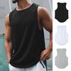Men Summer Sport Vest O Neck Good Breathability Solid Color Sleeveless Sweat Absorption Quick Dry Pullover Gym Fitness Jogging Tank