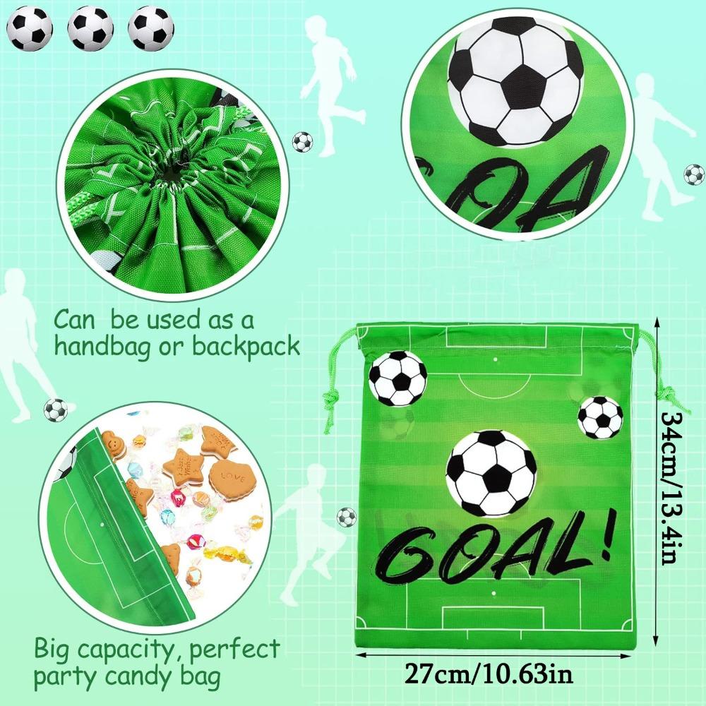 12pcs Soccer Drawstring Bags Soccer Theme Gift Bags Football Party Favor Backpack Sports Football Treat Bags Gift for Team Soccer Theme Birthday