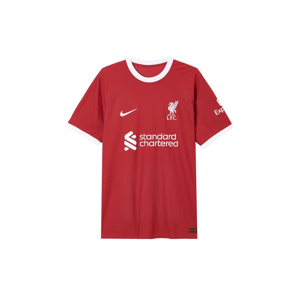 Nike Liverpool Saison 2023/24 Heim Spielerversion Wellenmuster Logo Rundhals Fußballtrikot Herren Tops Rot Weiß DX2618-688