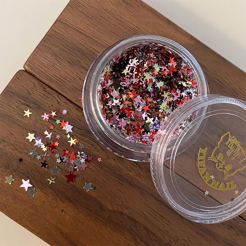 

1 Box Glitter Star Nail Sequins 3D Charming Mixed Color Candy Colored Nail Flake Five-Point Star Nail Art Decor Diy Accessor