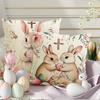 Easter Cute Bunny Print Pattern Home Decor Pillowcase Bedroom Living Room Sofa Decoration Polyester Cushion Cover with Zipper