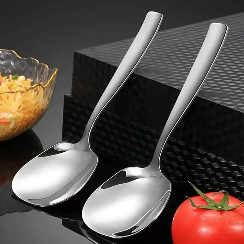 Long Handle Stainless Steel Square Head Design Thickened Soup Spoon Round Spoon Dinner Shovel and Spoon Cooking Tableware4