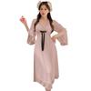Gentle And Sweet Wind Spring Summer Nightdress Women'S Lace Mesh Pure Desire Long Sleeve With Chest Pad Dress Loungewear