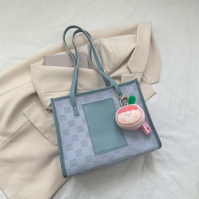 Vintage Student Tote Bag For Women Fashionable Casual Large Capacity Shoulder Bag