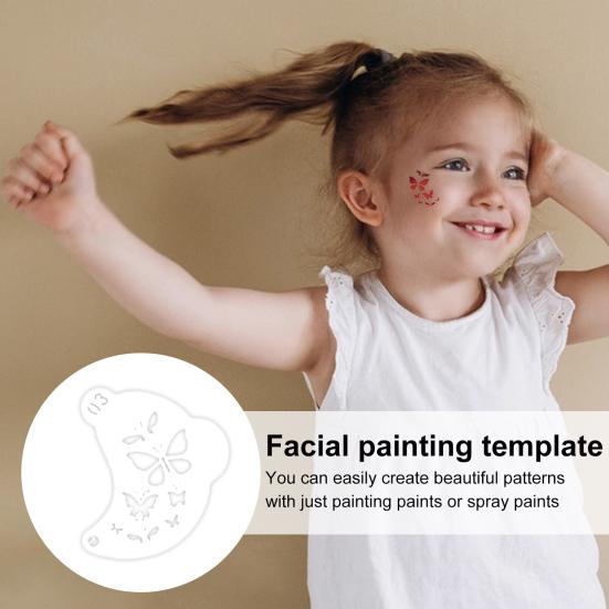 25 Pcs Face Paint Stencils Kit Plastic Facial Painting Stencils Reusable Body Face Art Templates for Halloween Birthday Party Makeup