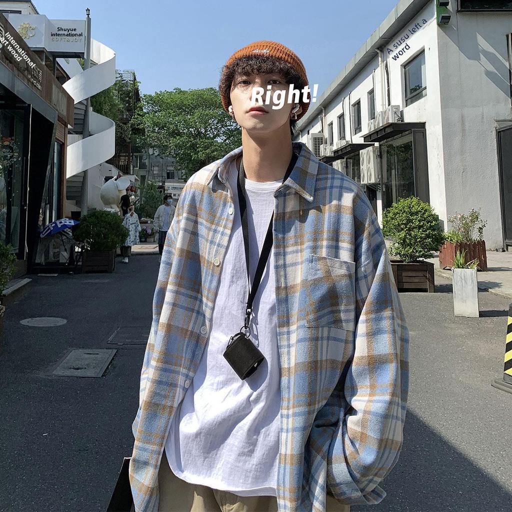 Erkek Yeşil Yün Ekose Uzun Kollu Yuppie Gömlek – Sonbahar/Kış Günlük Ceket