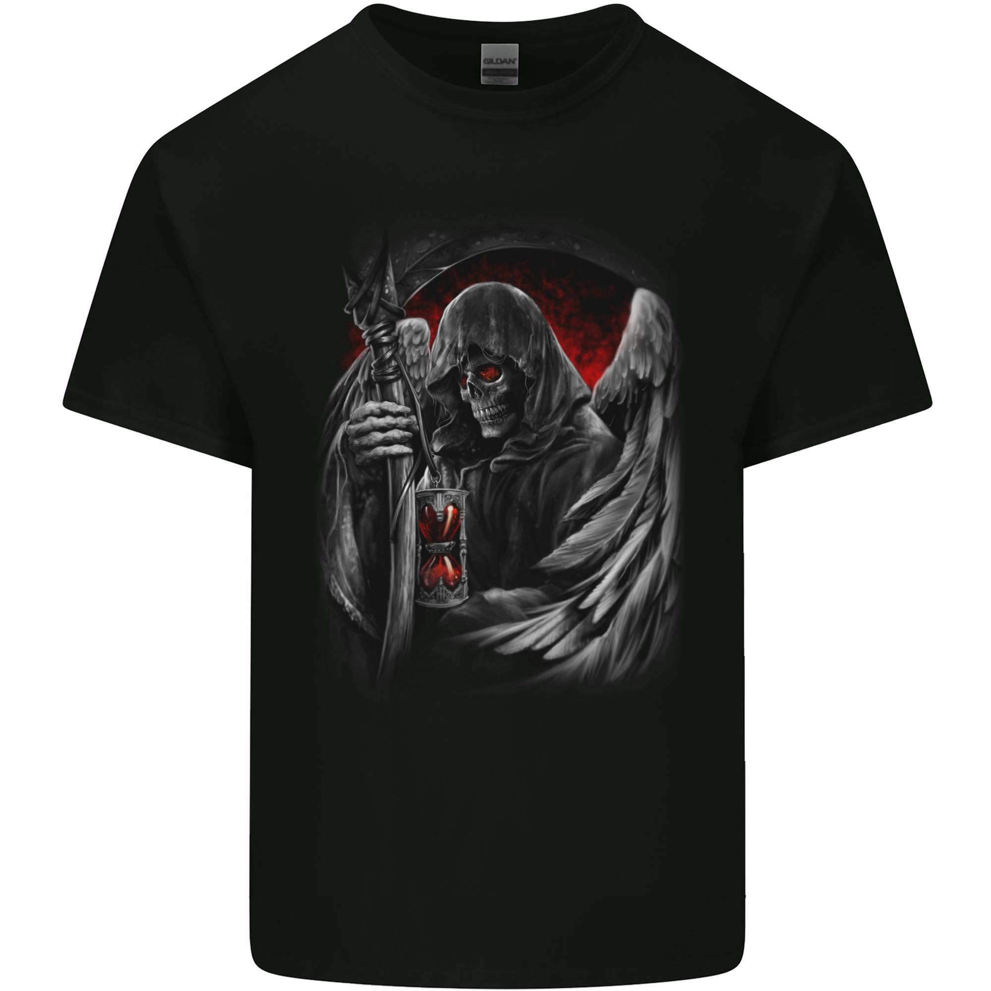 Grim Reaper Biker Gothic Heavy Metal Skull Unisexs Light Cotton TShirt S