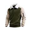 Men's Winter Corduroy Color Block Long Sleeve Lined Collared Top with Arm Zippers