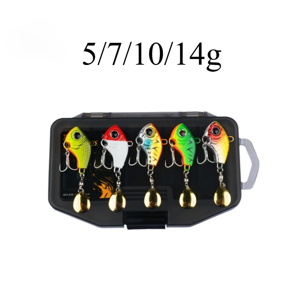 5 Stück VIB Angelköder Mit Box 5/7/10/14g Einzelhaken Mit Rotierendem Spinner Metall Long-casting Künstlicher Köder Für Barsch Hecht HEISS