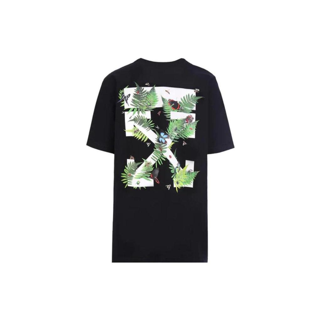 Off-White T-shirt a maniche corte girocollo con stampa logo solida vestibilità regolare Uomo Top Nero OWAA029R187700081040