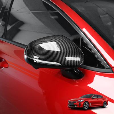For KIA Stinger 2018 Carbon Fiber Style Bright Black Side Door Rearview Mirror Cover Trim