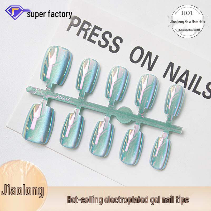 

Jiaolong Electroplated Wearable Nails: Super Flash Gel Glass Nail Set Style XS