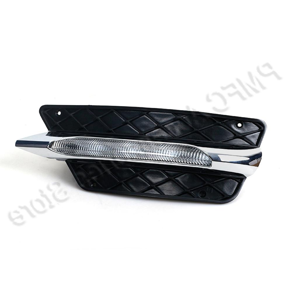 PMFC Front Bumper Grilles Molding LED Fog Light Daytime Running Light Fog Lamp For Mercedes-Benz W204 C-Class 2012 2013 2014