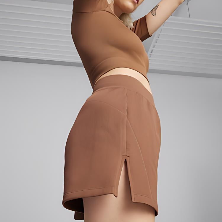 Puma Flared Shorts Solid Color Small Logo Elastic Waist Mid Rise Outdoor Casual Shorts Women shorts Brown 627876-82