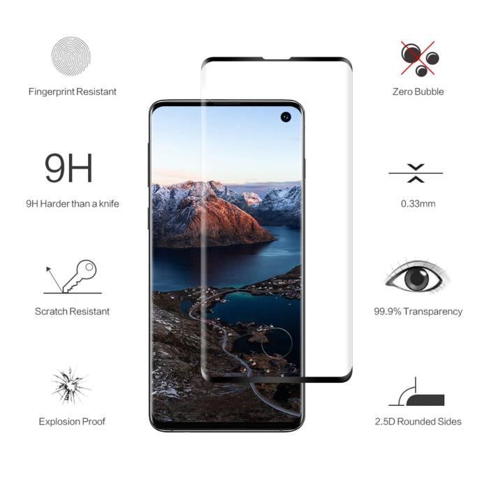 Skyddsfilm - Phonillico® - Samsung Galaxy S10 - 3-pack - Härdat glas - Svart kant