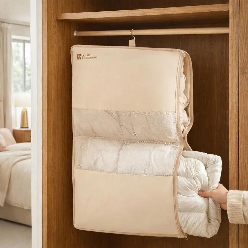 Mesh Hanging Clothes Organizer Visible Large Capacity Clothes Hanger Bag Space Saving with Hook Clothing Storage Bag Home