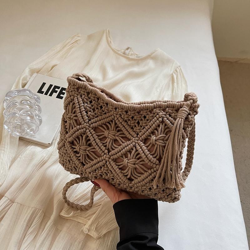Geantă de vânt boemă pentru femei, geantă țesută pentru telefon mobil, geantă de umăr pentru plajă, pentru vacanța la malul mării