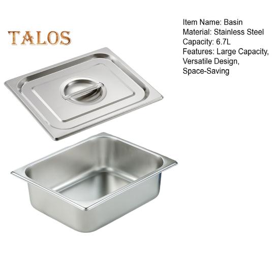 Chafing Dish aus Edelstahl, Speisenwärmer, großes Fassungsvermögen 6,7 l, Warmhaltebehälter mit Deckel für Buffet-Catering, rechteckiger Chafing Dish