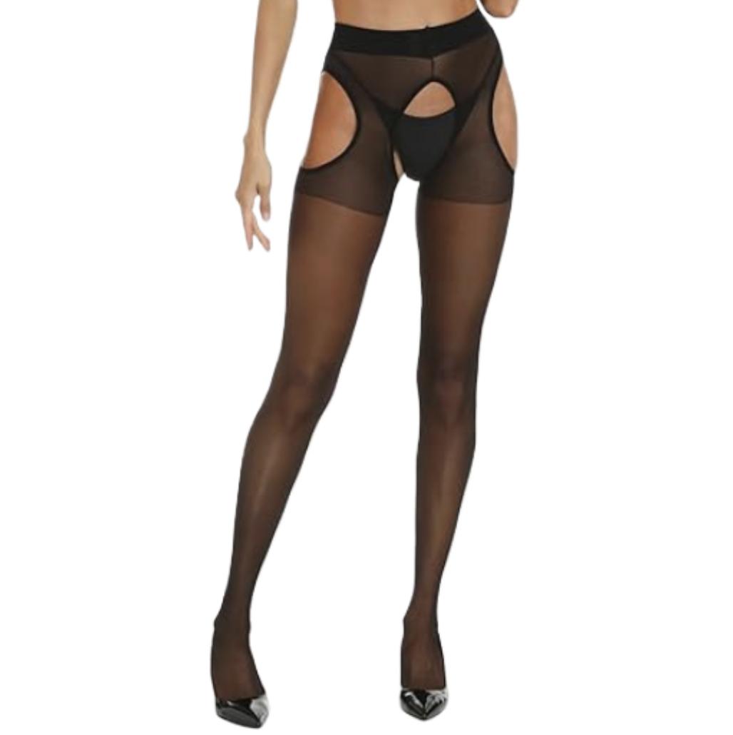 Schwarze Strumpfhosen Damen Schrittlose Bodystockings Sexy Durchsichtige Seidige Ultra Dünne Leggings Damen Transparente Strumpfhosen black