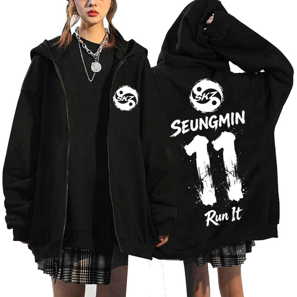 Stray Kids Run It Tour Digital Print Zip Hoodie SKZ Concert Sweatshirt