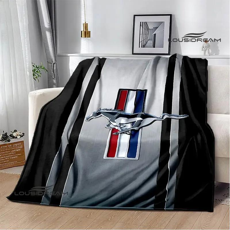 Mustang Car Logo Printed Blanket Flannel Blanket Warm Blanket Blankets for Beds Rainbow Blanket Picnic Blanket Birthday Present