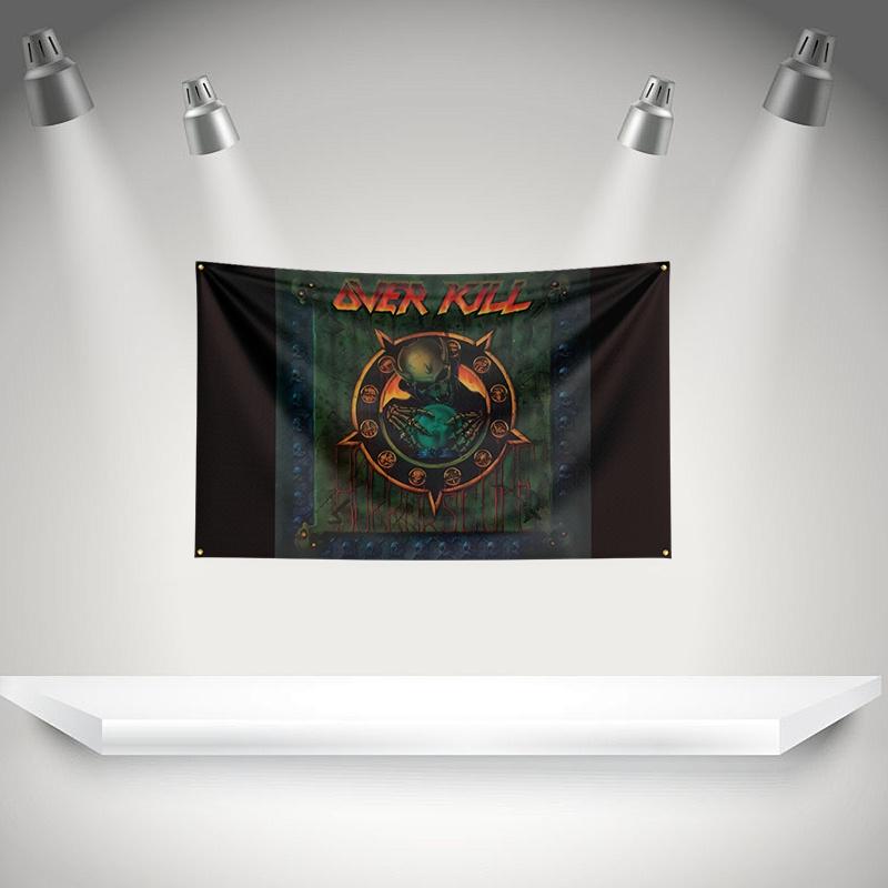 O-overkills Flag Rock Music Band Banner HD Printing Tapestry Exhibition, Music Band Fans, Garage Decor