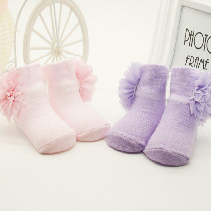 Children Girls Cotton Socks Flowers Anti Slip Ankle Socks Baby Shoes Boot