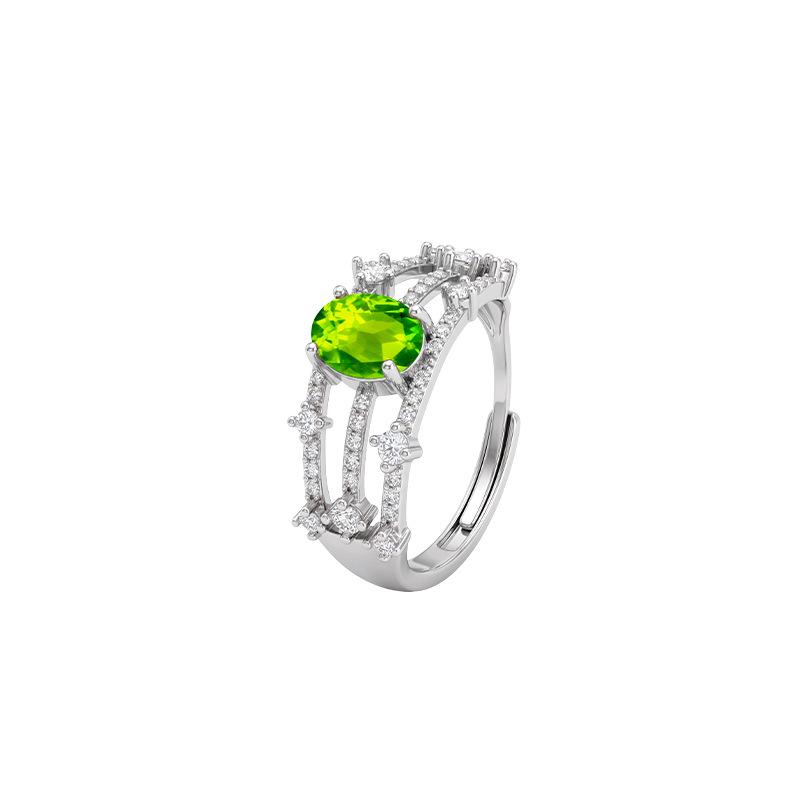 New S925 sterling silver citrine ring women's texture hollow design niche light luxury natural stone jewelry