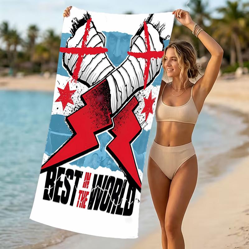 Beach Towel with CM Punk Pattern - soft,absorbent,machine washable Lightweight&Modern,swimming,Travel Essentials