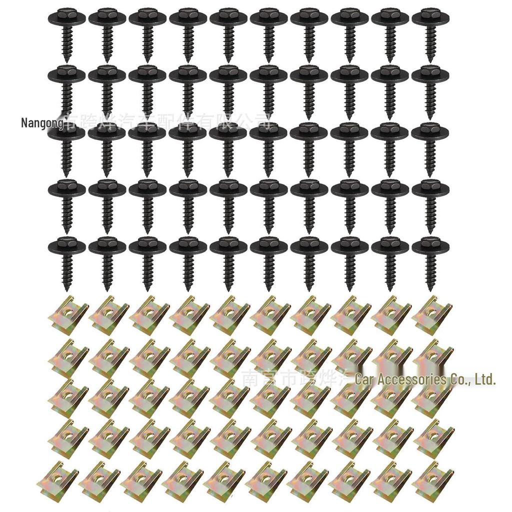 40-Piece Black Zinc Hex Screws & Fastener Washers for Car Engine Hood
