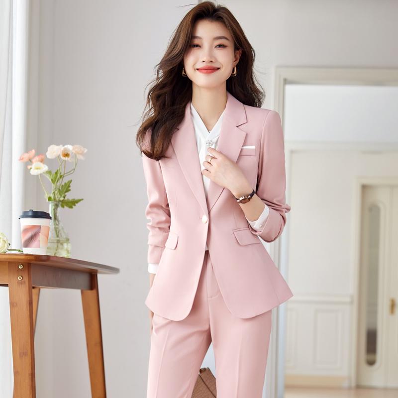 Luxury Pink Women's Suit: Professional Formal Wear for Broadcasting, Hosting, Art Exams, and Work