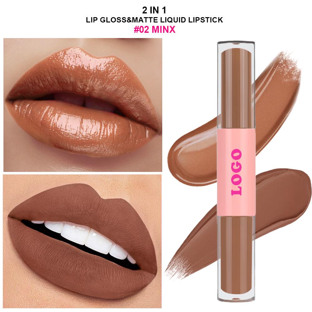 Long-lasting 2-in-1 Moisturizing Matte Liquid Lip Gloss