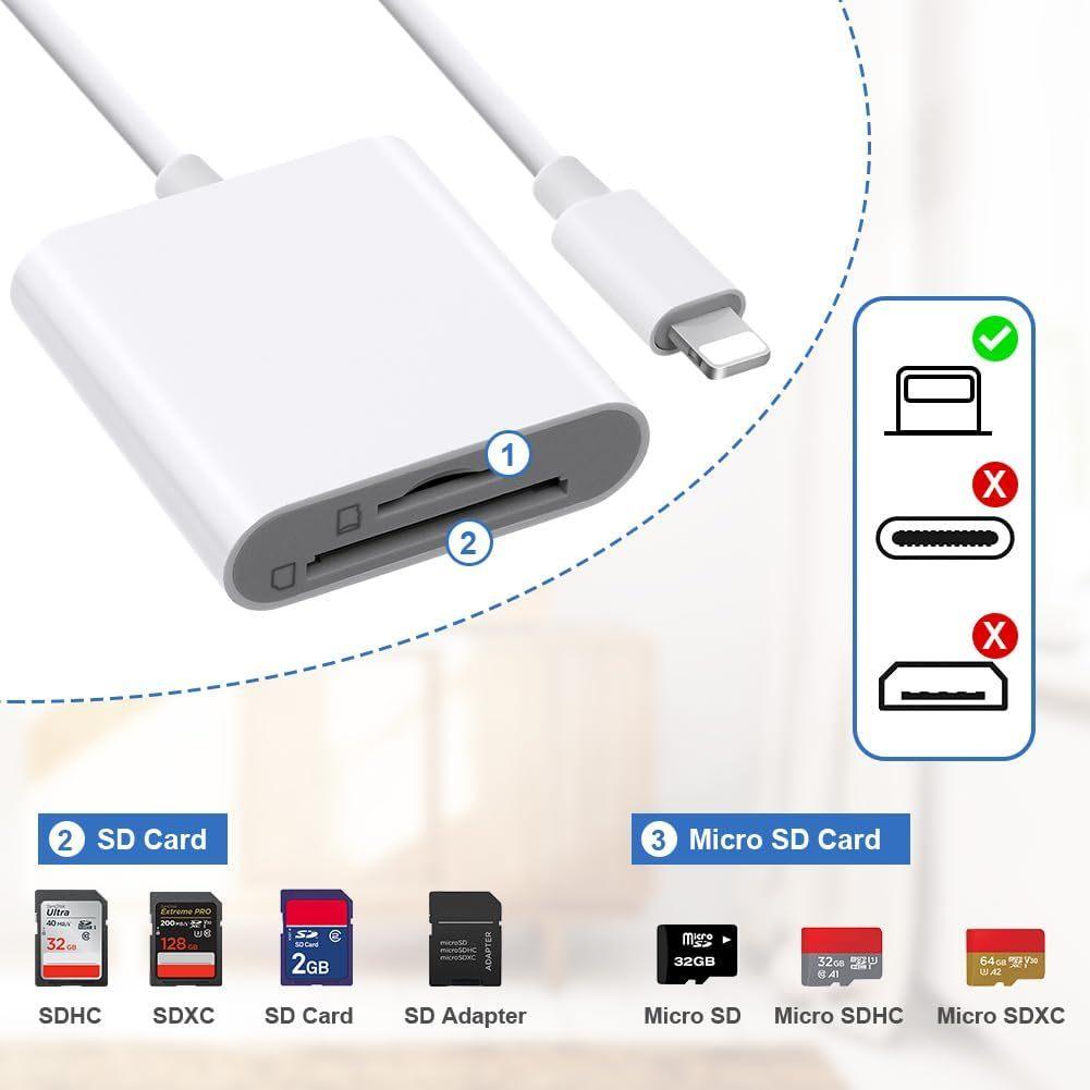 2 In 1 TF Card Reader Adapter For Phone Card Reader Data Converter Camera Photo Transmission Phone Accessories