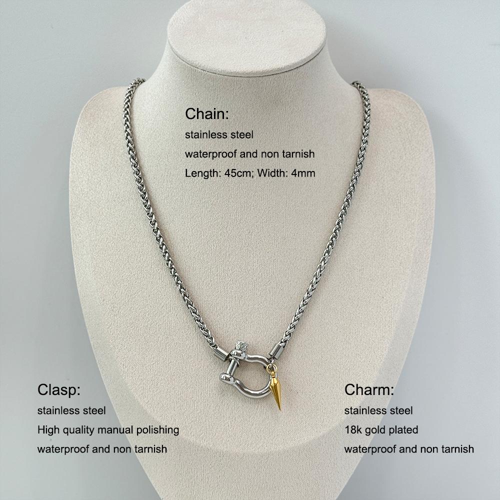 Non Tarnish Waterproof Jewelry 18K Gold Plated Stainless Steel Rope Chain Choker Necklace Two Tone Horseshoe Necklace YF3383
