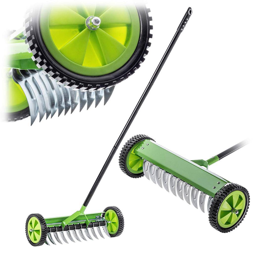 KADAX Scarifier, Manual, One-sided, On Wheels, for Lawns, 140 X 48 Cm, Green